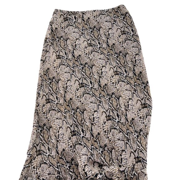 Francesca Rose Snakeskin Print Ruffled long Skirt Size Small Pull On Y2k - Picture 2 of 4